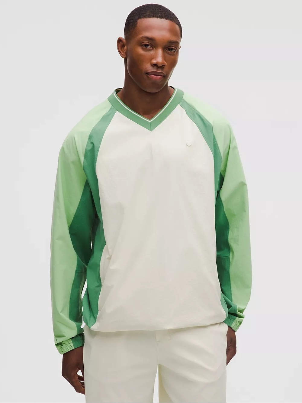 NWT Lululemon Water-Repellent Golf Pullover Light Ivory Kale Krush Canteen Green